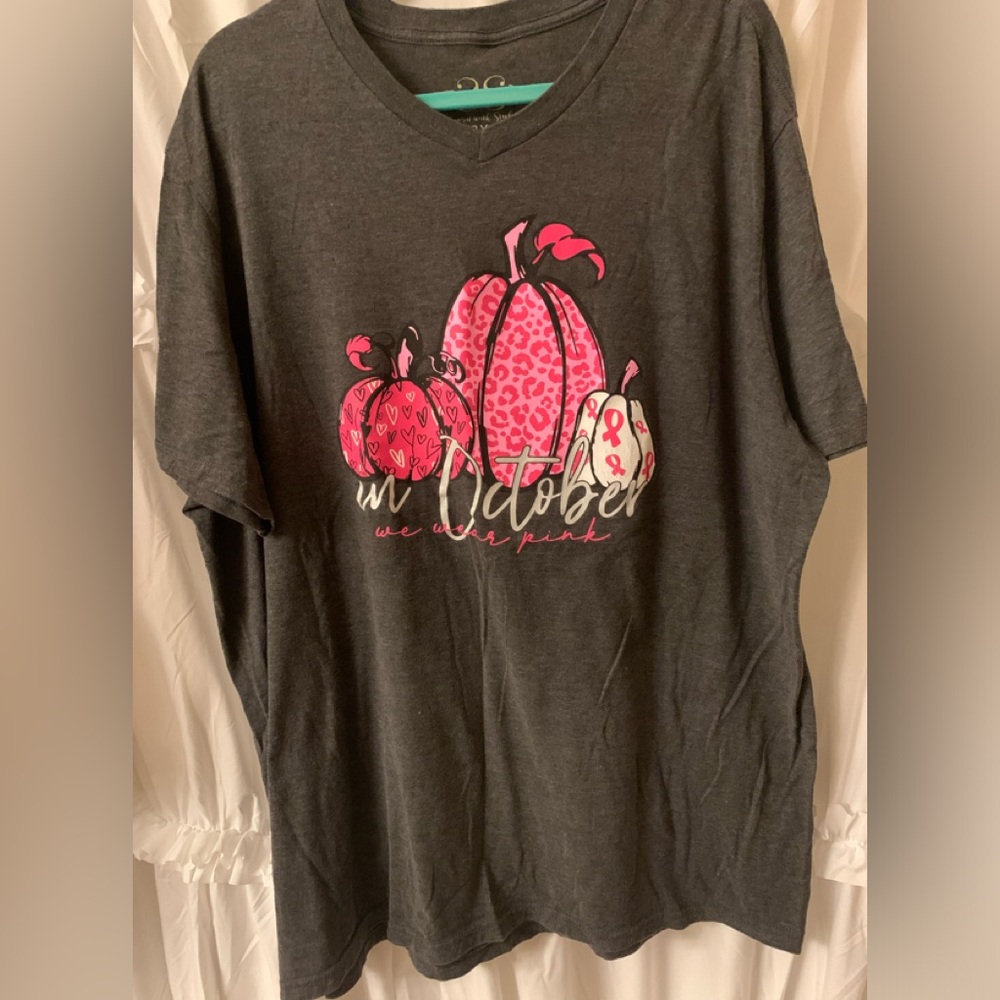 In October we wear pink tee shirt 3X